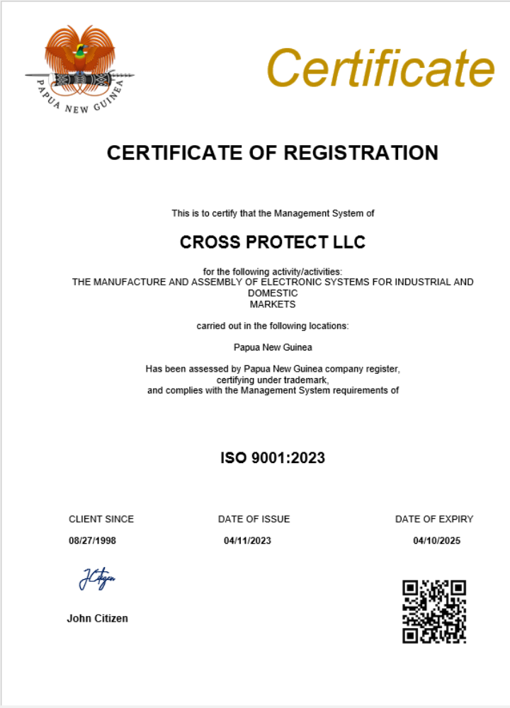 Papua New Guinea business registration certificate Word and PDF template
